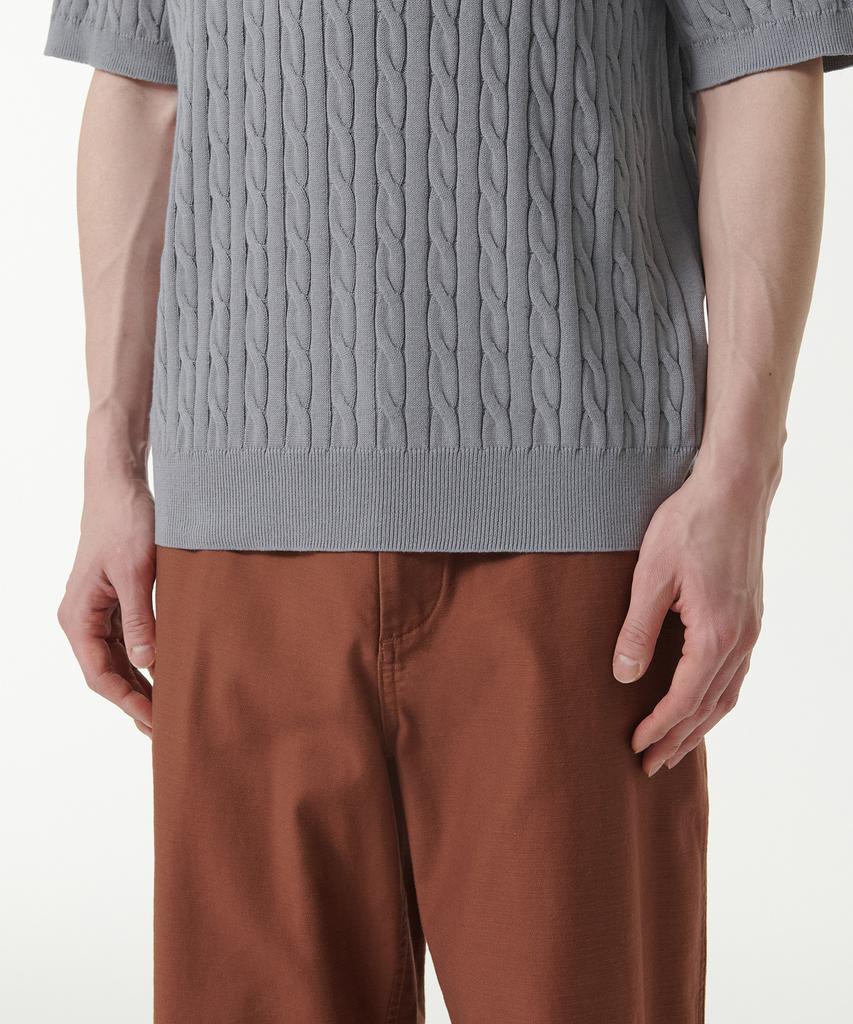 MUSINSA STANDARD Cable Crew Neck Short Sleeve Knit [Gray]