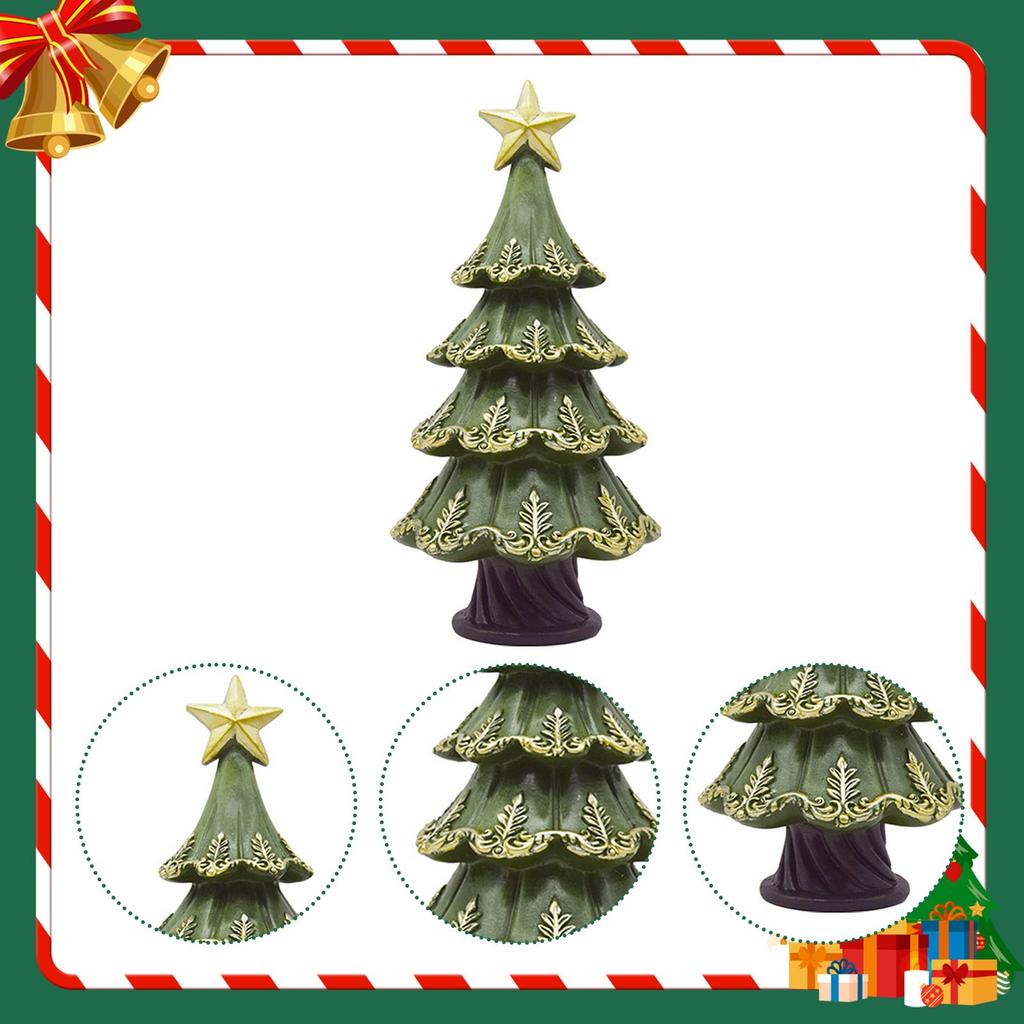 Christmas Tree Statue Small Decorations for Shelf Holiday Landscape
