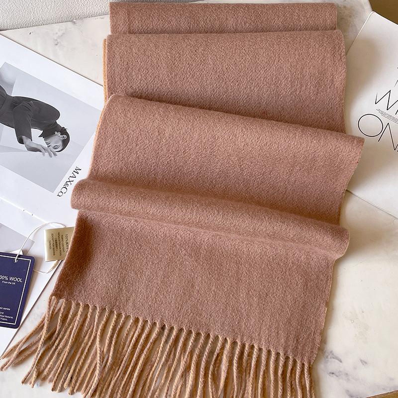100 pure wool scarves for men's autumn and winter gray double-sided high-end gift boyfriend men's cashmere shawl