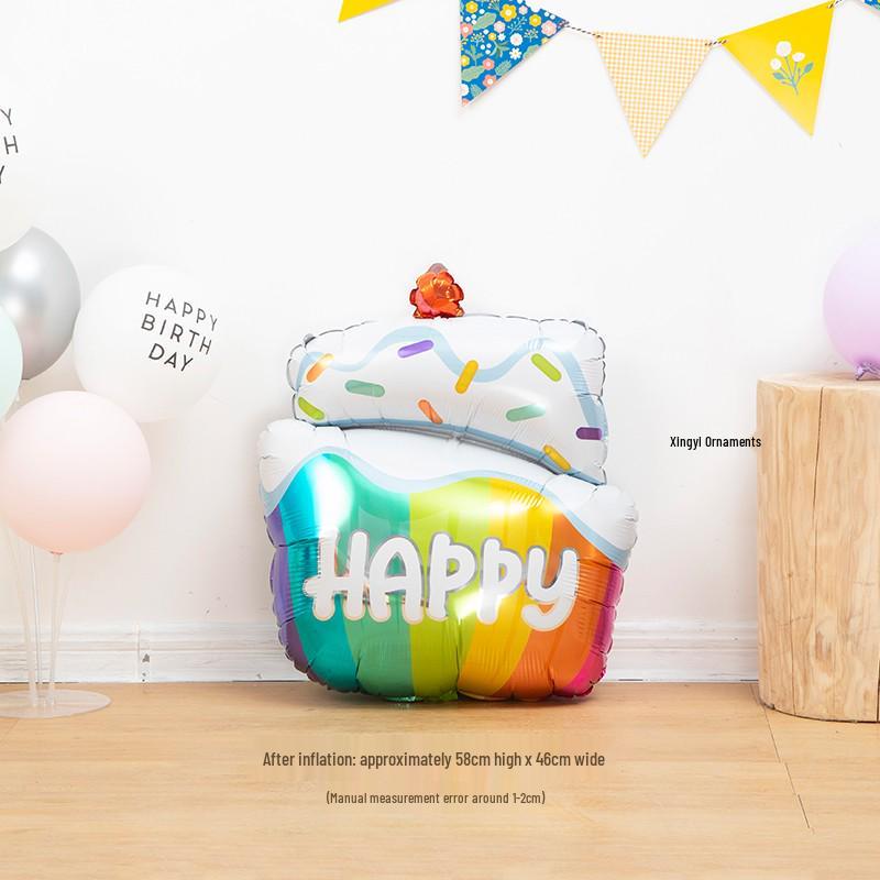 Large Smiley Face Birthday Cake Balloon for Outdoor Party Decorations