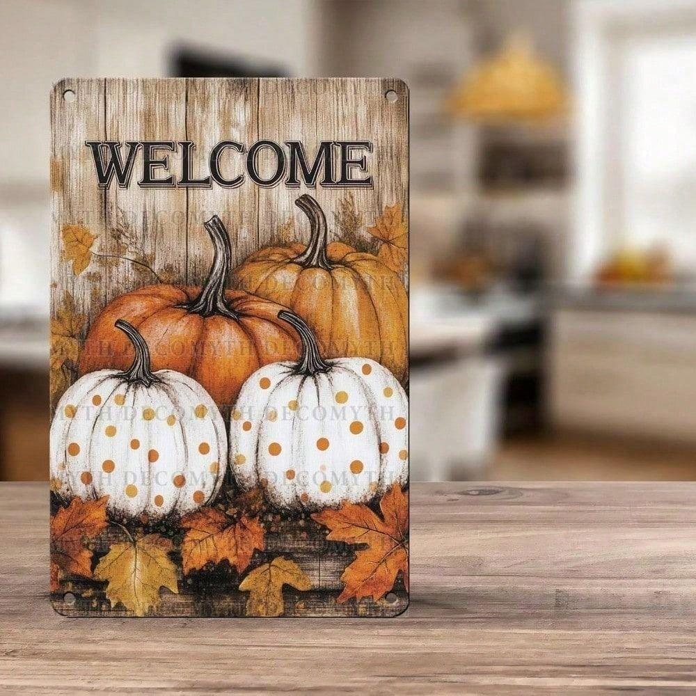 Metal Wall Art Decor Thanksgiving Autumn Harvest Rustic Kitchen Poster