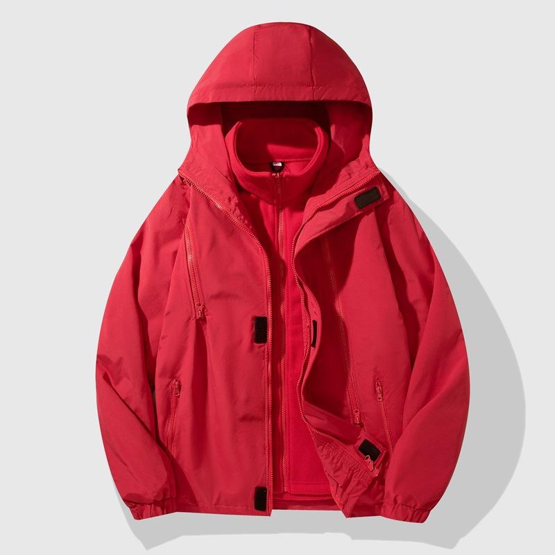 Outdoorjacke Herbst und Winter Herren- und Damen-Samtfutter Drei-in-Eins Zweiteiliges Set Plus Futter Verdickt Winddicht
