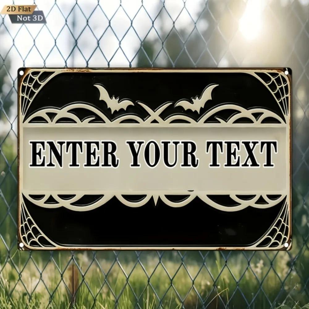 Spider Web Bat 2D Flat Tin Sign Weather Fade Resistant Wall Decor Decorative Home Store Gift
