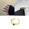Unique Vintage Style Green Zircon Ring For Women Fashionable Adjustable Copper Jewelry