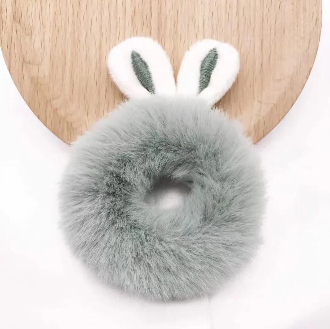 

Эластичные резинки для волос женские плюшевые резинки для волос конфетного цвета с кроличьими ушками, резинки для волос, держатели для хвостика, аксессуары для волос для девочек и детей