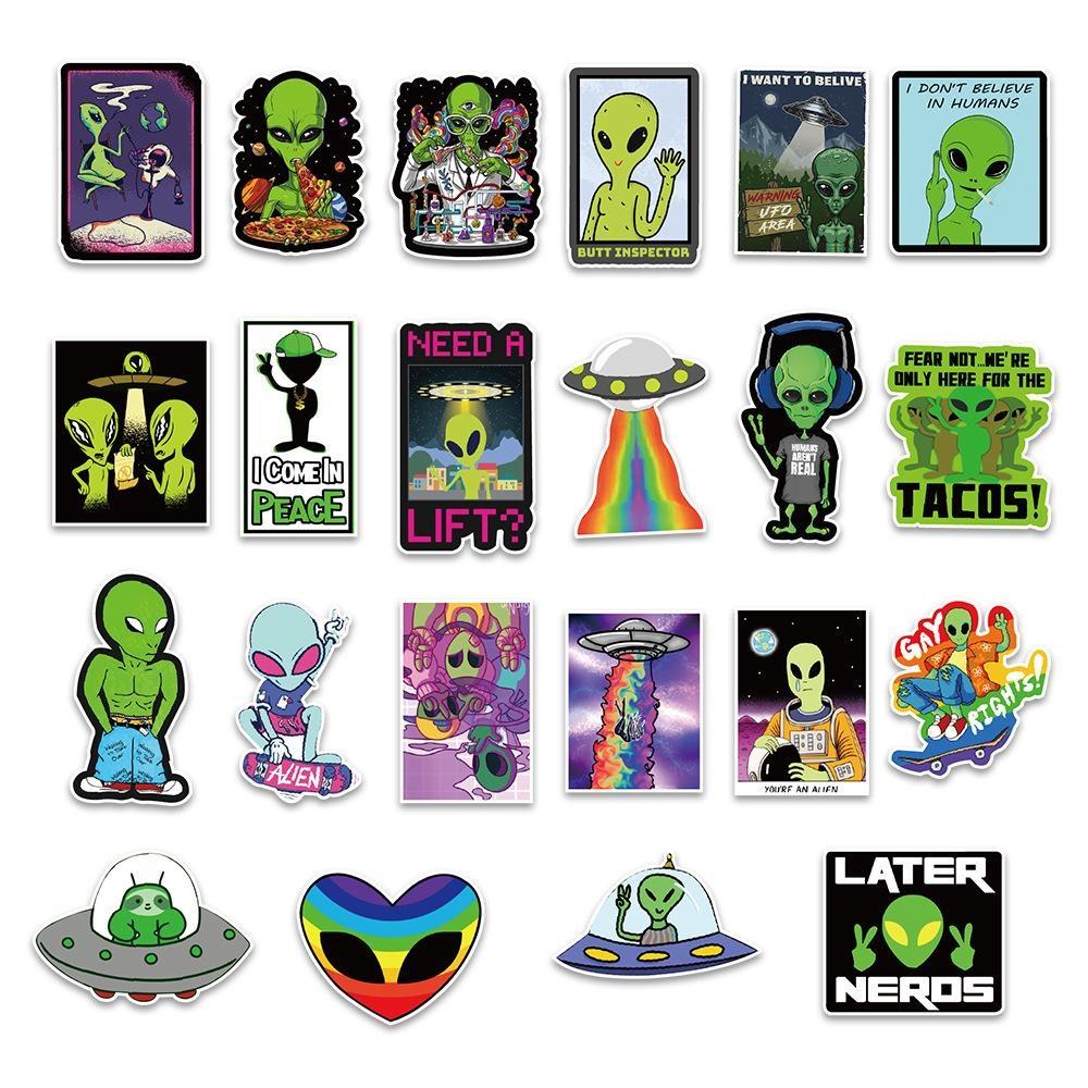 10/50PCS Extraterrestrial Being Stickers Cartoon Graffiti Stickers Water Bottle Laptop Phone Bicycle Luggage Case Skateboard Children Adult Sticker