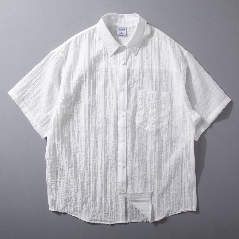 Short sleeve Shirts Men's Summer New Lyocell Smooth Soft Top Lightweight Breathable Wide Loose Casual Shirt