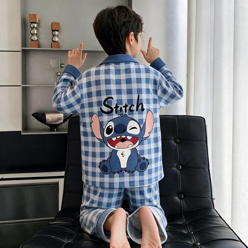 Boys Cotton Pajama Set Long Sleeve Thin Sleepwear Cartoon Print Hoodie Style Home Wear Kids 8