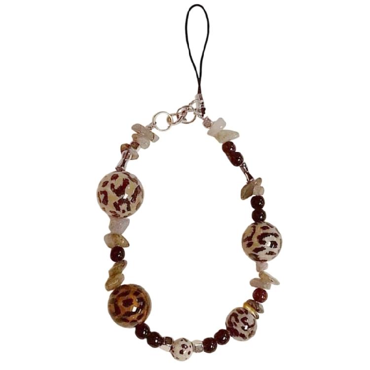 

Fashionable Beaded Keychain With Maillard Leopard Pattern Sturdy Construction For Keys Bags And Accessory 1 леопард друку кольору