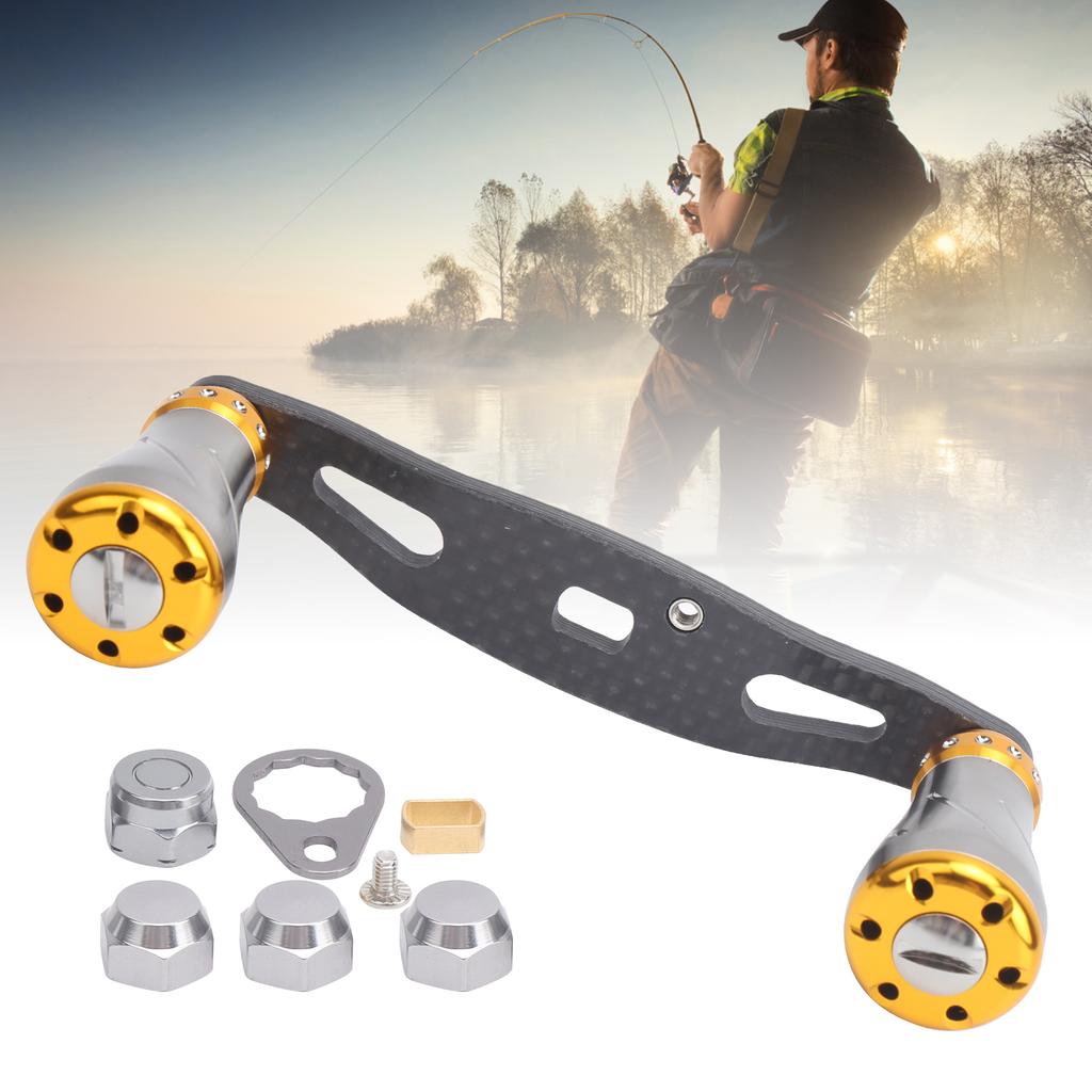 85MM Fishing Reel Handle Grip Carbon Metal Baitcasting Reel Left Right Crank ReplacementGun Gold