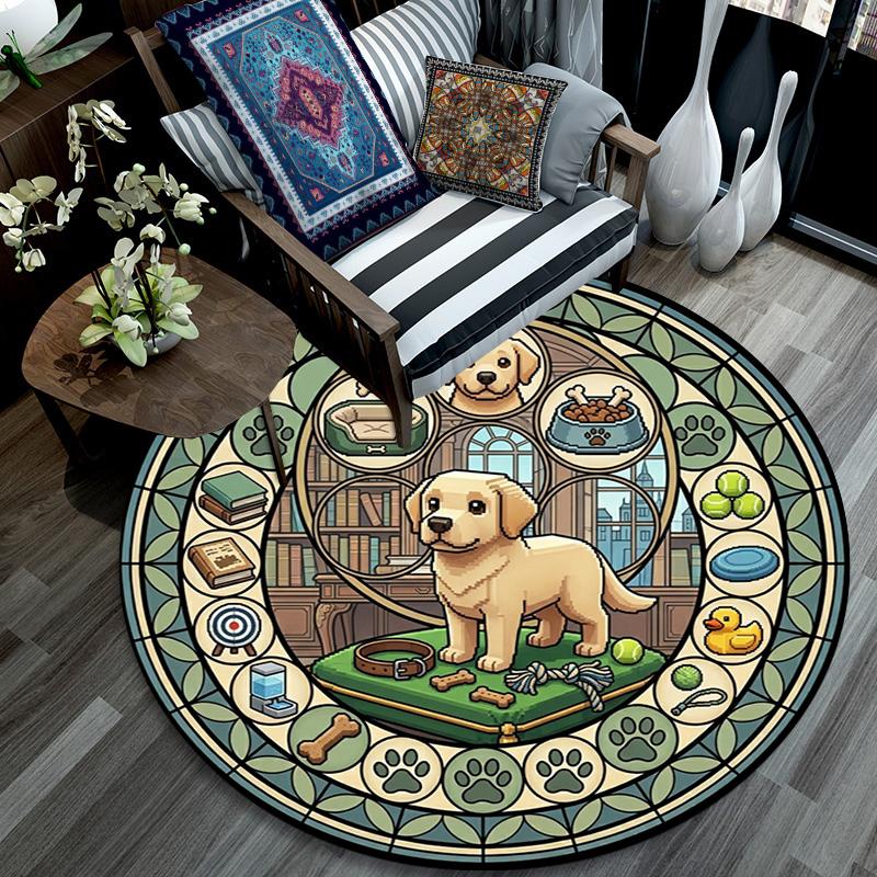 Dogs Cozy Life Round Area Rug Under Office Chairs Bedroom Living Room Home Decor 80cm x 80cm