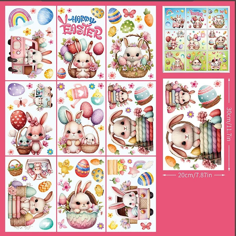 Self Adhesive Easter Egg Stickers Electrostatic Sticky Colorful Door Window Stickers DIY Easter Bunny Glass Window Sticker