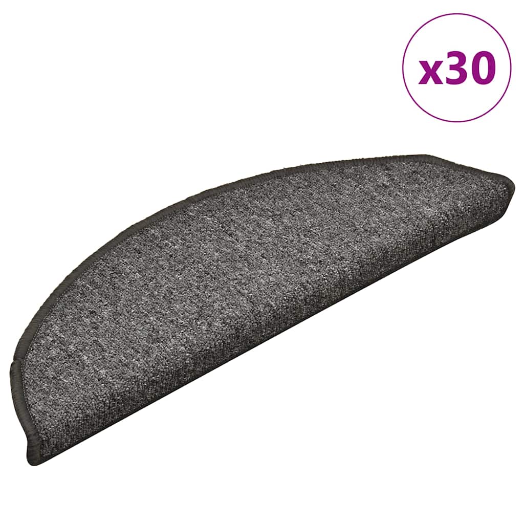 Stair Mats 30 Pcs. Dark Grey 56X17X3 Cm