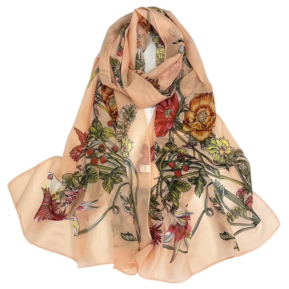 Sun-Resistant Silk Scarf Breathable Long Wraps Durable Bandana for Women