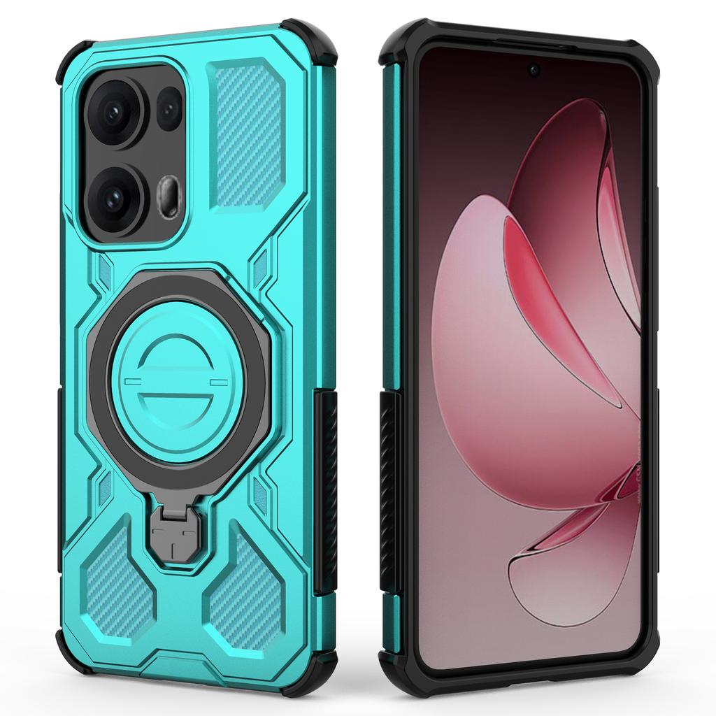 For Oppo Reno13 Pro 5G Magnetic Case Rotating Metal Kickstand PC + TPU Phone Back Cover