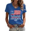 Womens Casual V Neck Short Sleeve Pullover T Shirt with 1776 2026 Flag Print Comfortable Fit Soft Fabric Top