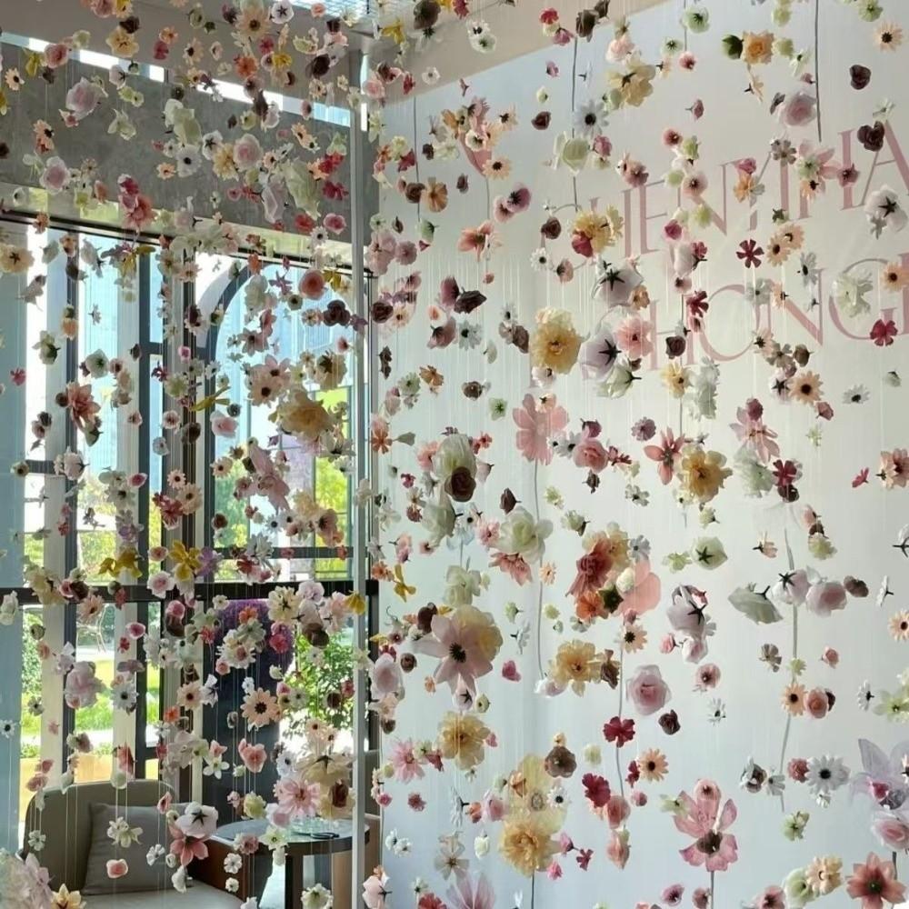 Bohemian Style Artificial Floating Flower Curtain Romantic Simulated Flower Silk Flower Curtain DIY Material Pack Realistic