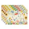 Watercolor Wildflowers Spring Placemats Set of 6 Summer Table Mats for Party Home Kitchen Dining Table Decorations 12x18 Inch