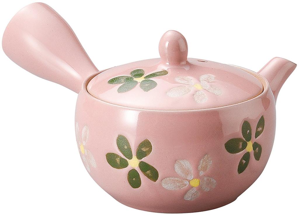 Tokoname Ware Pink Two-Color Flower Teapot 140ml Y941