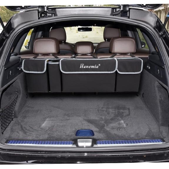 Car Trunk Organizer and Storage, Backseat Hanging Organizer for SUV, Truck, MPV, Waterproof, Collapsible Cargo Storage Bag with 4 Pockets, Car