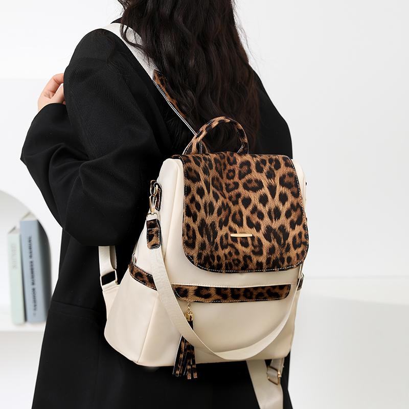 Fashi Anti-theft Backpack Women Casual Waterproof School Bags leopard print nyl Multi-Functi Shoulder Bags Travel Rucksack