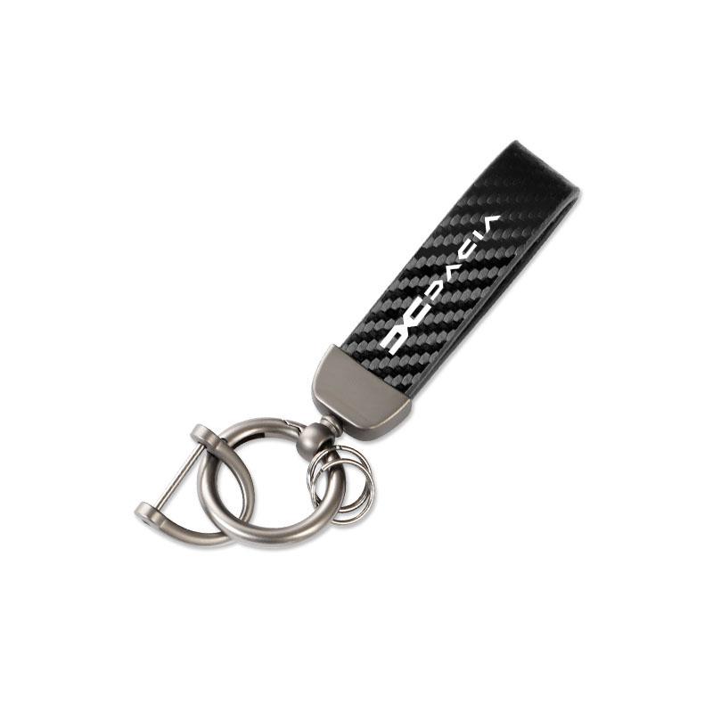 Carbon Leather Luxury Car Logo Keychain Zinc Alloy Emblem Keyring For Dacia Logan Sandero Duster Lodgy Spring Jogger Dokker