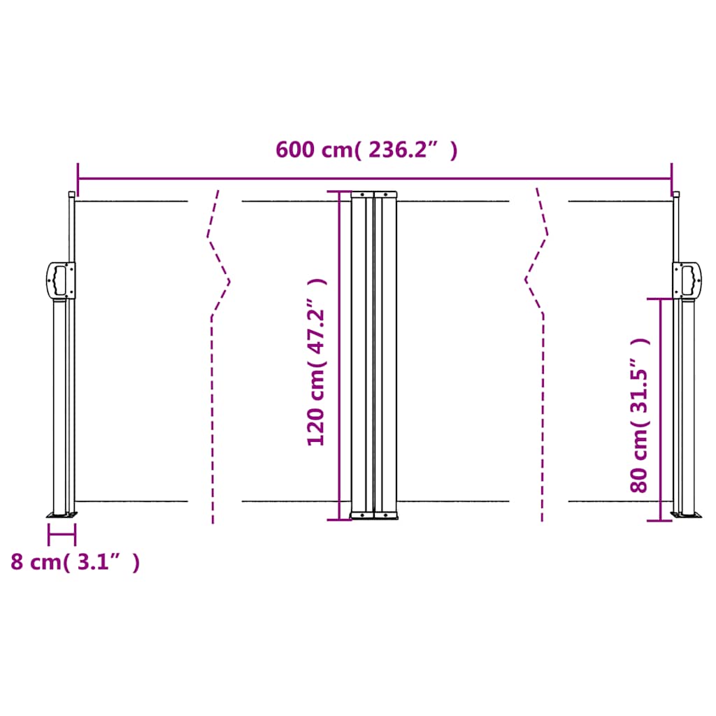 Retractable Side Awning Terracotta Red 120 X 600 Cm