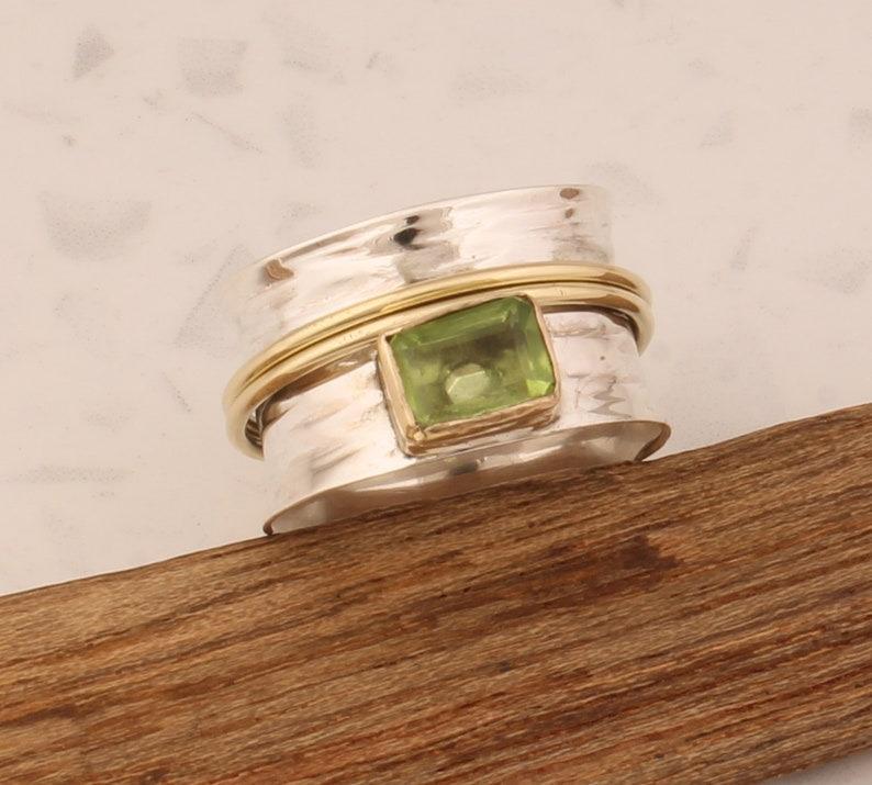 925 Sterling Solid Silver Ring Two Tone Ring Handmade Ring Birthstone Ring Spinner Ring Jewelry