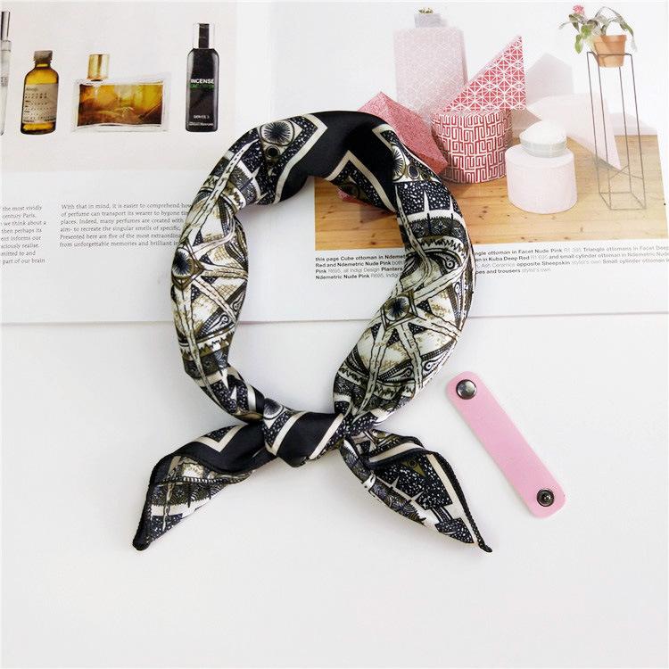 Cotton And Linen Small Square Scarf Silk Scarf Women'S Spring And Autumn New Style Artistic And Versatile Fashionable Temperament Headband Scarf