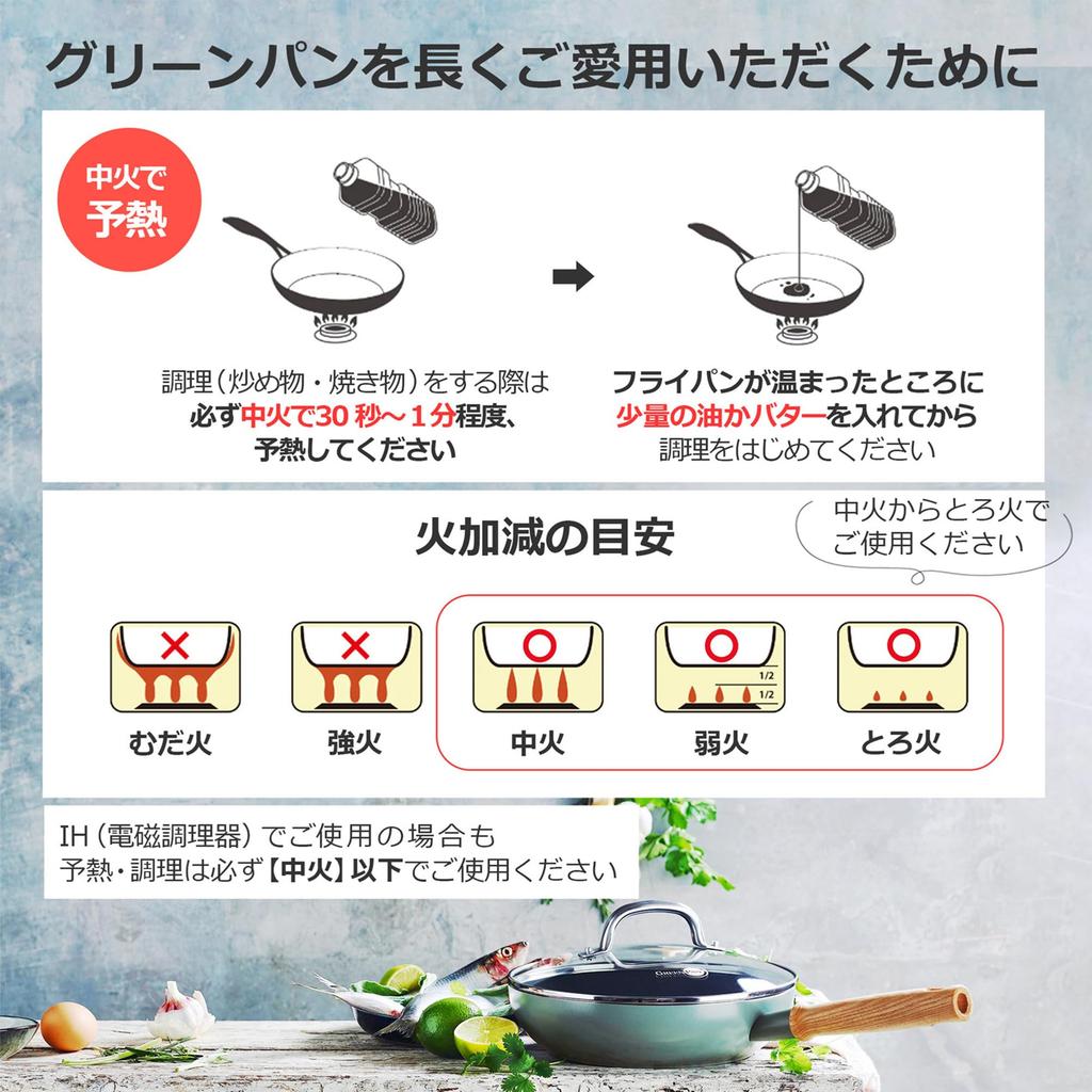 Greenpan 26cm Frying Pan, IHGas Compatible, Smoky Blue [Mayflower], Ceramic Coating, PFAS-Free, No Harmful Substances Used