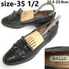 Vintage Genuine Leather Wing Tassel Loafers Black Size 35.5 22.5 23.0