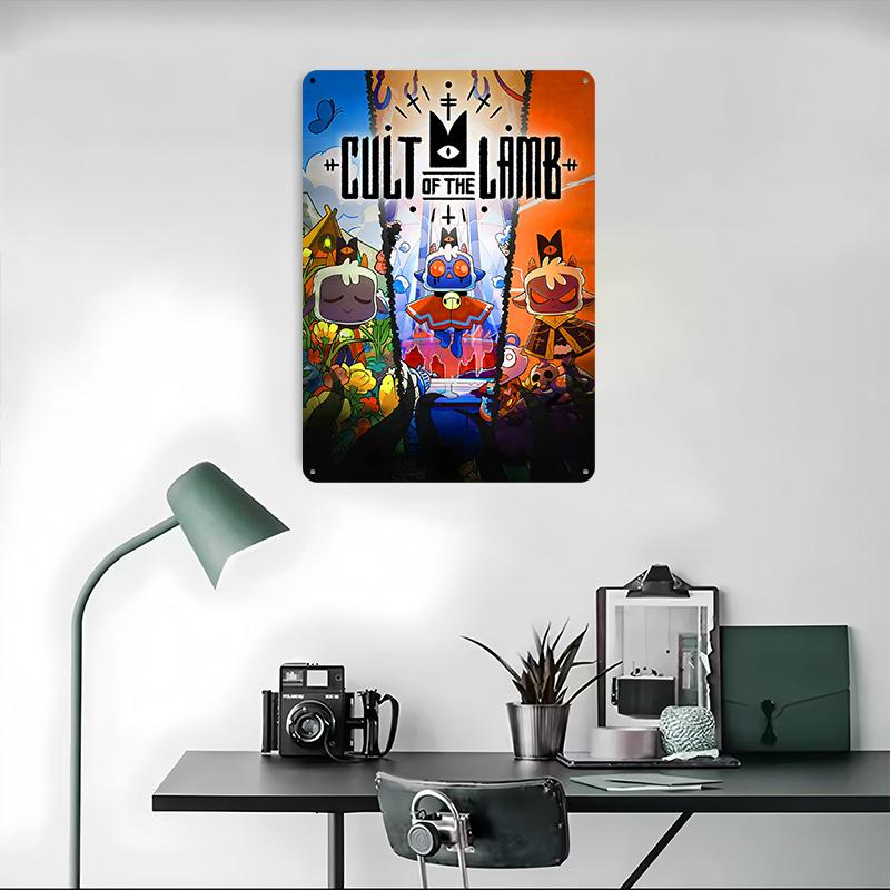 Cult of the Lamb Herní obalový plakát Vlastní nástěnné umění Vintage kovové cedule Retro plechová plaketa pro pánský pokoj dekorace ložnice