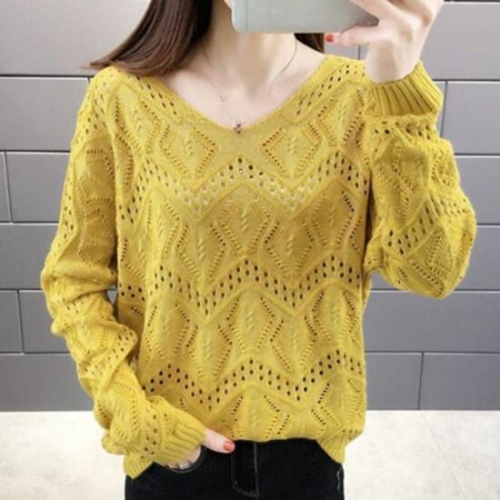 NaVaVa V Neck Thin Knit Long sleeVe Tee Nk1986