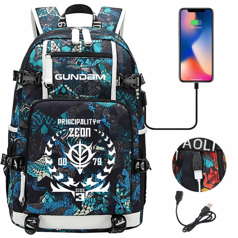 Nuovo Zaino Scolastico Stampato Mobile Suit Gundam per Studenti Adolescenti Uomo Donna Zaino da Viaggio Grande Capacità per il Tempo Libero