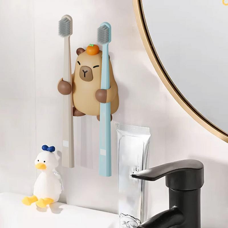 Wall Toothbrush Holder Capybara Toothbrush Storage Adhesive Cute Aesthetic Wall Mounted Tooth Brush Hanger For Shower Mirror RV