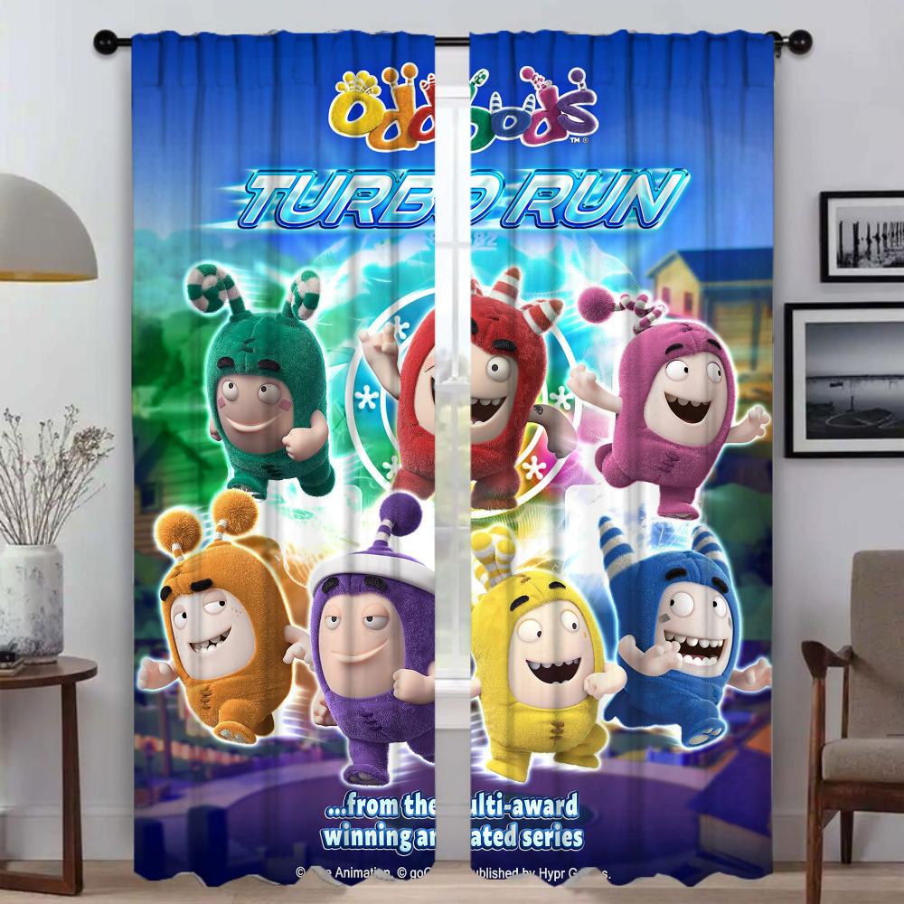 Oddbods Window Curtain for Room 2 Panel Halloween Decoration Partition Kitchen Curtains Tulle for Bedroom Shades Living Blackout