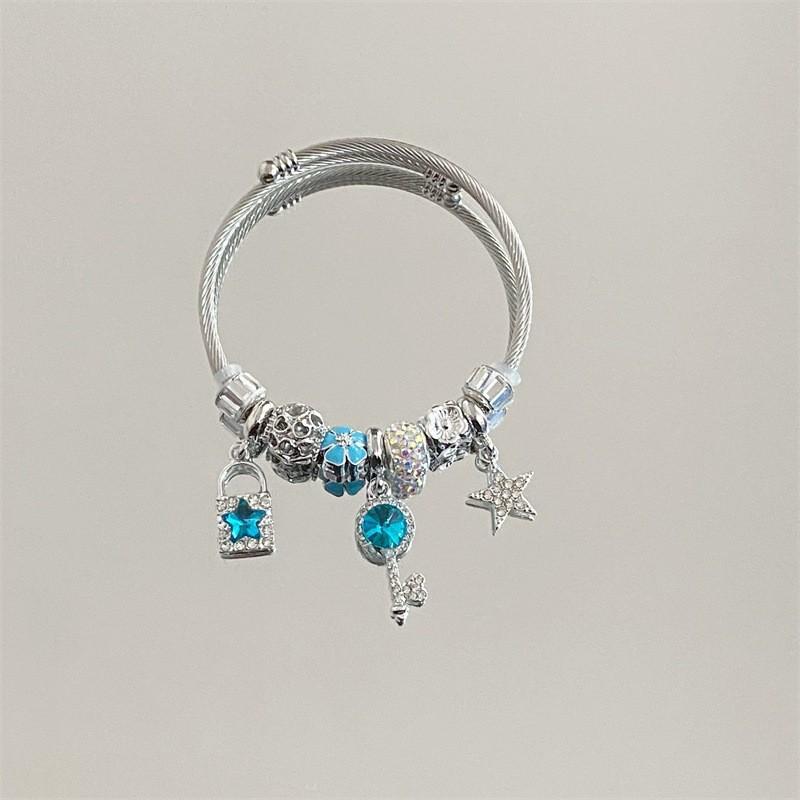 Panjia Dora Women's Stainless Steel Beaded Bracelet - European American Versatile Luxury Jewelry