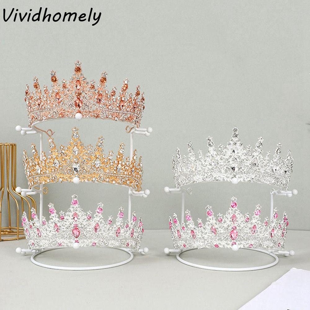 Durable Iron Crown Display Stand Three-tier Gold Crown Stand Holder High Capacity Crown Storage Rack for Bride Hair Accessiories