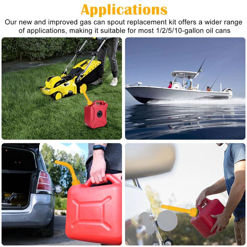 5 Set Gas Can Nozzle With Screw Collar Caps Anti Spill Gas Can Vent Replacement Gas Can Spouts For Most 1/2/5/10 Gal Can