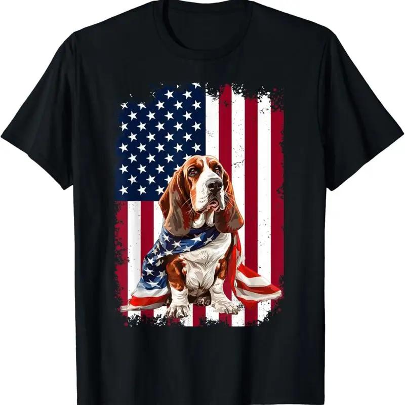 Basset Hound American Flag 4th Of July T Shirt