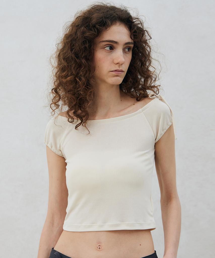 ITOV SEOUL Shirred Boat Neck T-Shirt Cm