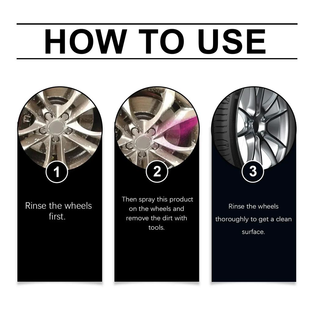 120ml Car Wheel Tire Cleaner Spray Removes Dirt Brake Dust Rust Safe for Alloy Chrome Steel Rims Protective Shine Formula