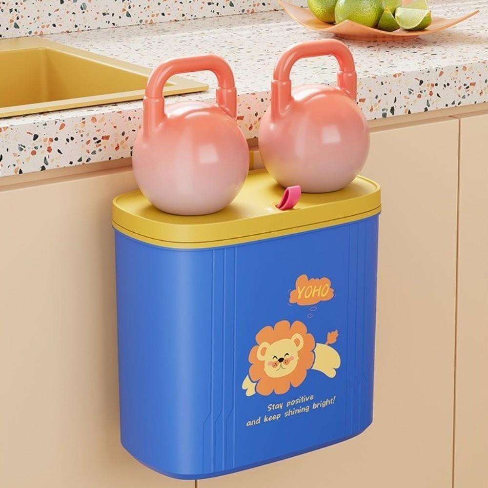 New 2 Type Kitchen Trash Bin Leak-Proof Space-Saving Wall-mounted Trash Can Candy Color with Lid Garbage Can Kitchen Use