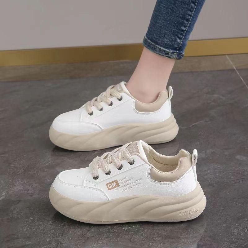 

Женская обувь, новая весенняя мягкая подошва, удобные кожаные туфли на платформе, высококачественные повседневные спортивные белые туфли 35