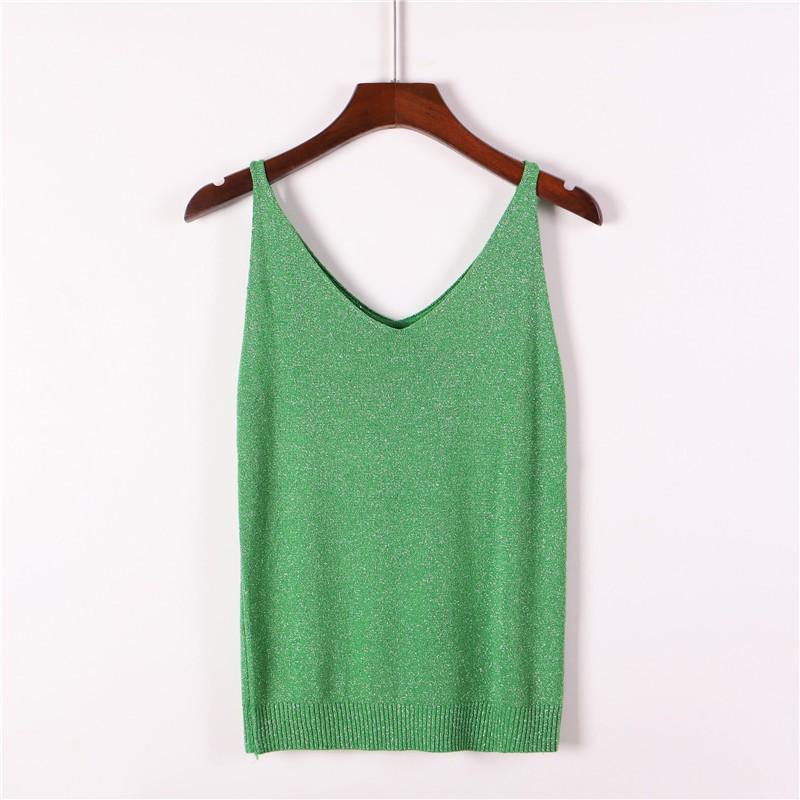 Glänzendes Pailletten-Strick-Camisole-Westen-Top für Damen