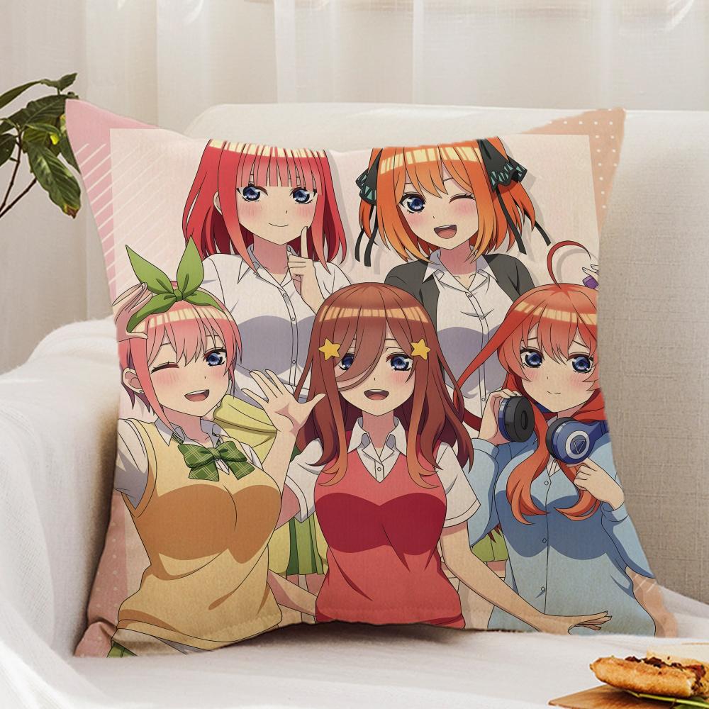 Cute The Q-Quintessential Q-Quintuplets Cushion Cover Premium Comfort Reversible Pillow Cover - Dual - Use Design for Home & Car