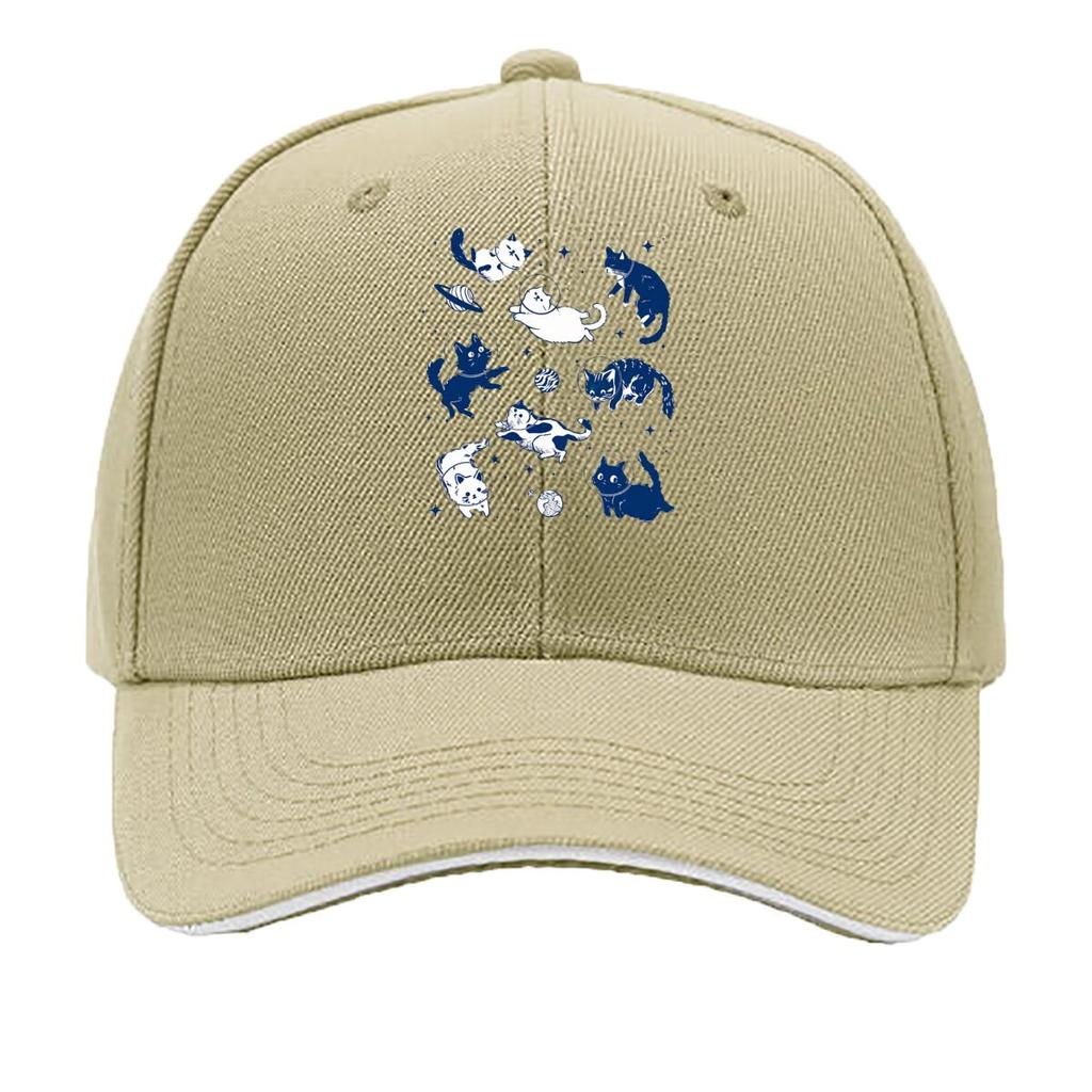 Funny Cats In Space Astronaut Cat Galaxy Illustration Sandwich Baseball Cap Sun Cap Outdoor Workouts Hat