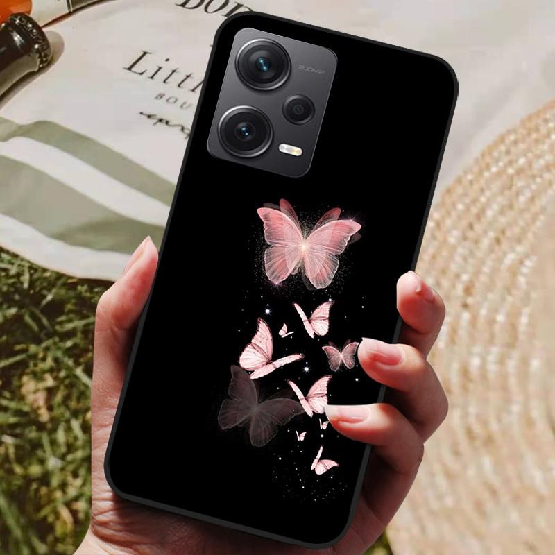 For Redmi Note 12 Pro 5G Case Note12 Covers Soft TPU Black Silicone Cover for Xiaomi Redmi Note 12 Pro+ 5G Plus Cartoon Painted