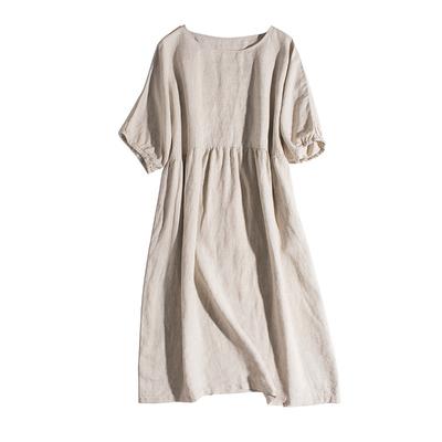 Loose Large Size Women's Waist Slimming Round Neck Short Sleeve Short Sleeve Dress Woman