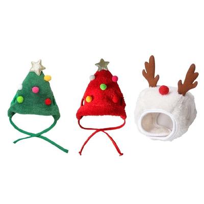 Weihnachtsbaum Hut für Hund Hut Pompons Kopfbedeckung Weihnachten Haustier Weihnachten Rentier